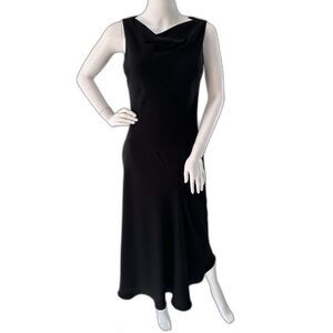 Vintage Y2k Jones New York Black Cowl Neckline Cocktail Midi Dress size 8